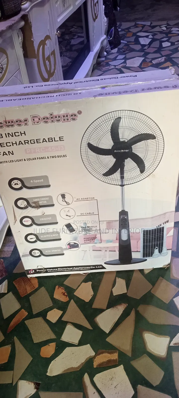 Rechargeable Fan With Panel and 2 Bulbs