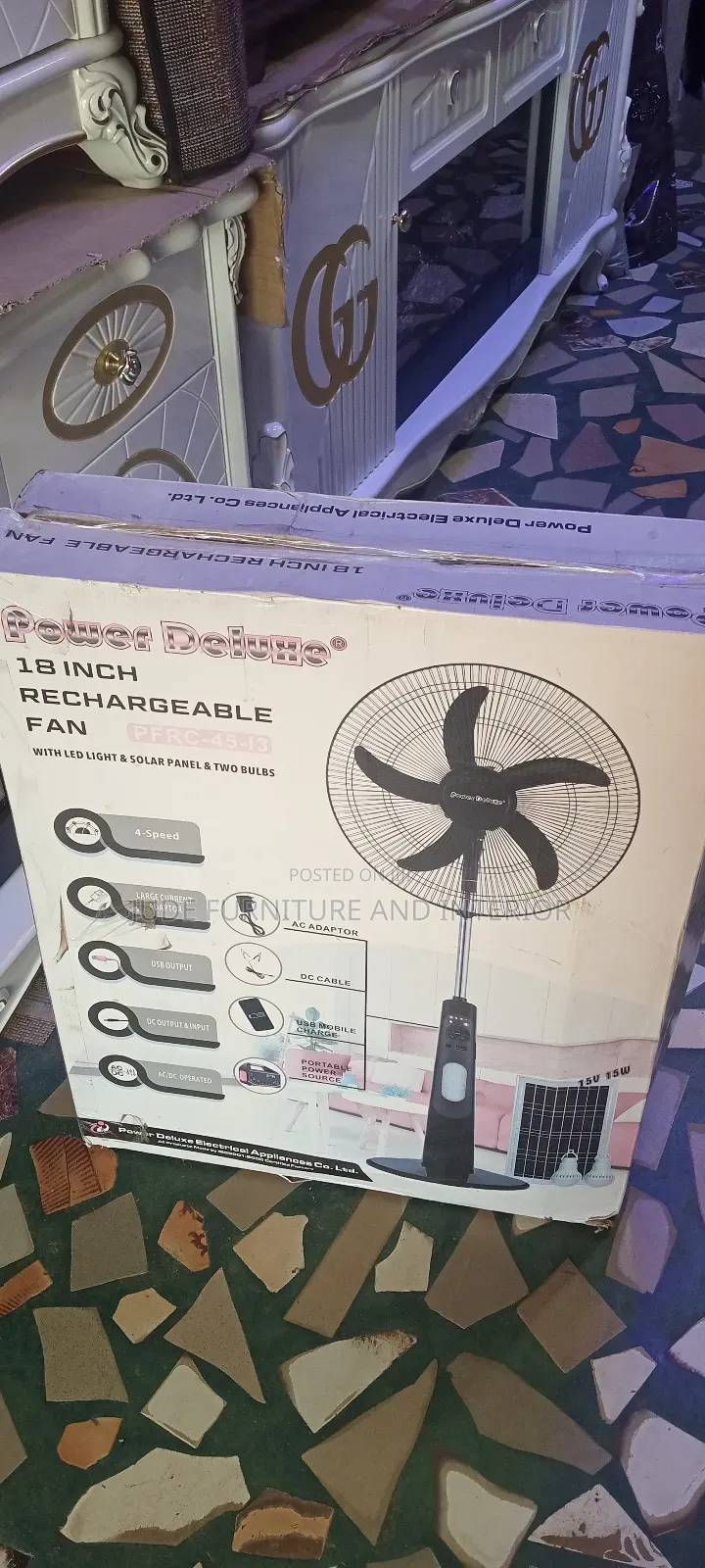 Rechargeable Fan With Panel and 2 Bulbs