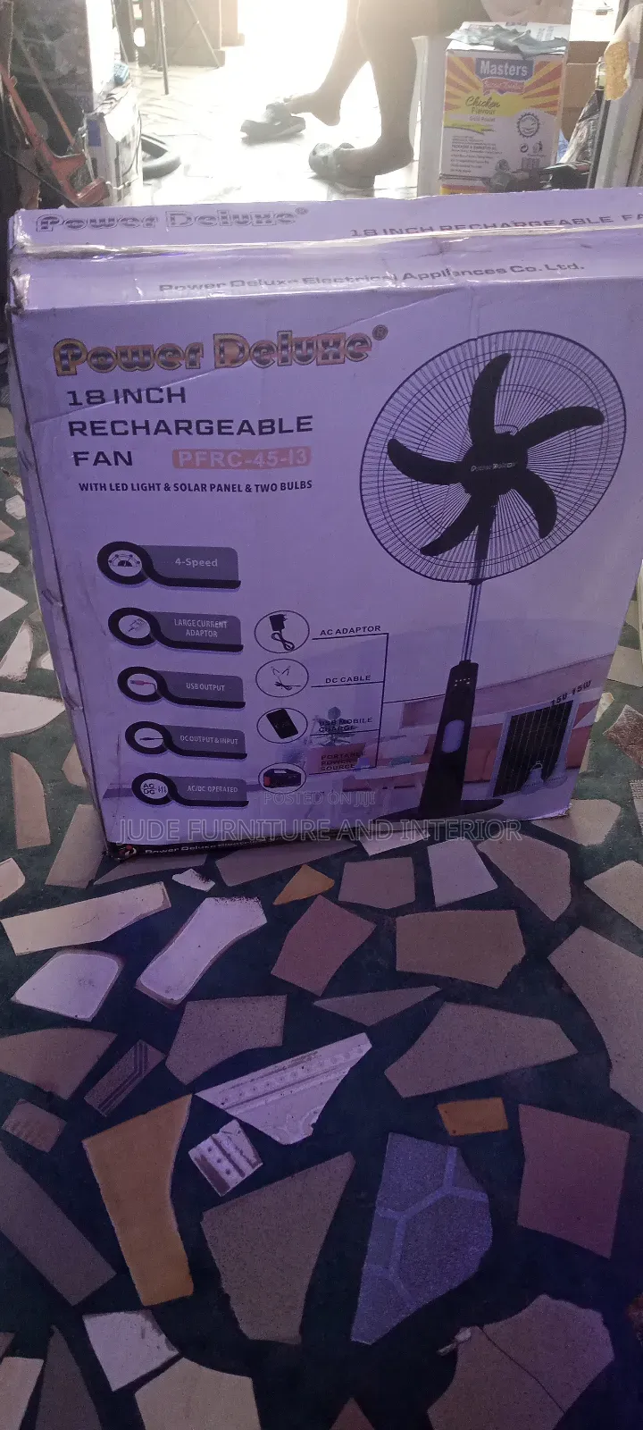 Rechargeable Fan With Panel and 2 Bulbs