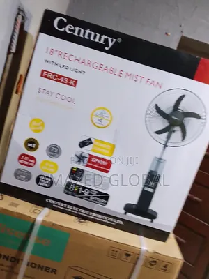 New Improved 18 Inches Rechargeable Century Mist Fan -Black