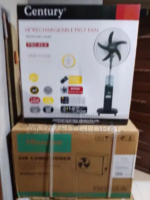 New Improved 18 Inches Rechargeable Century Mist Fan -Black