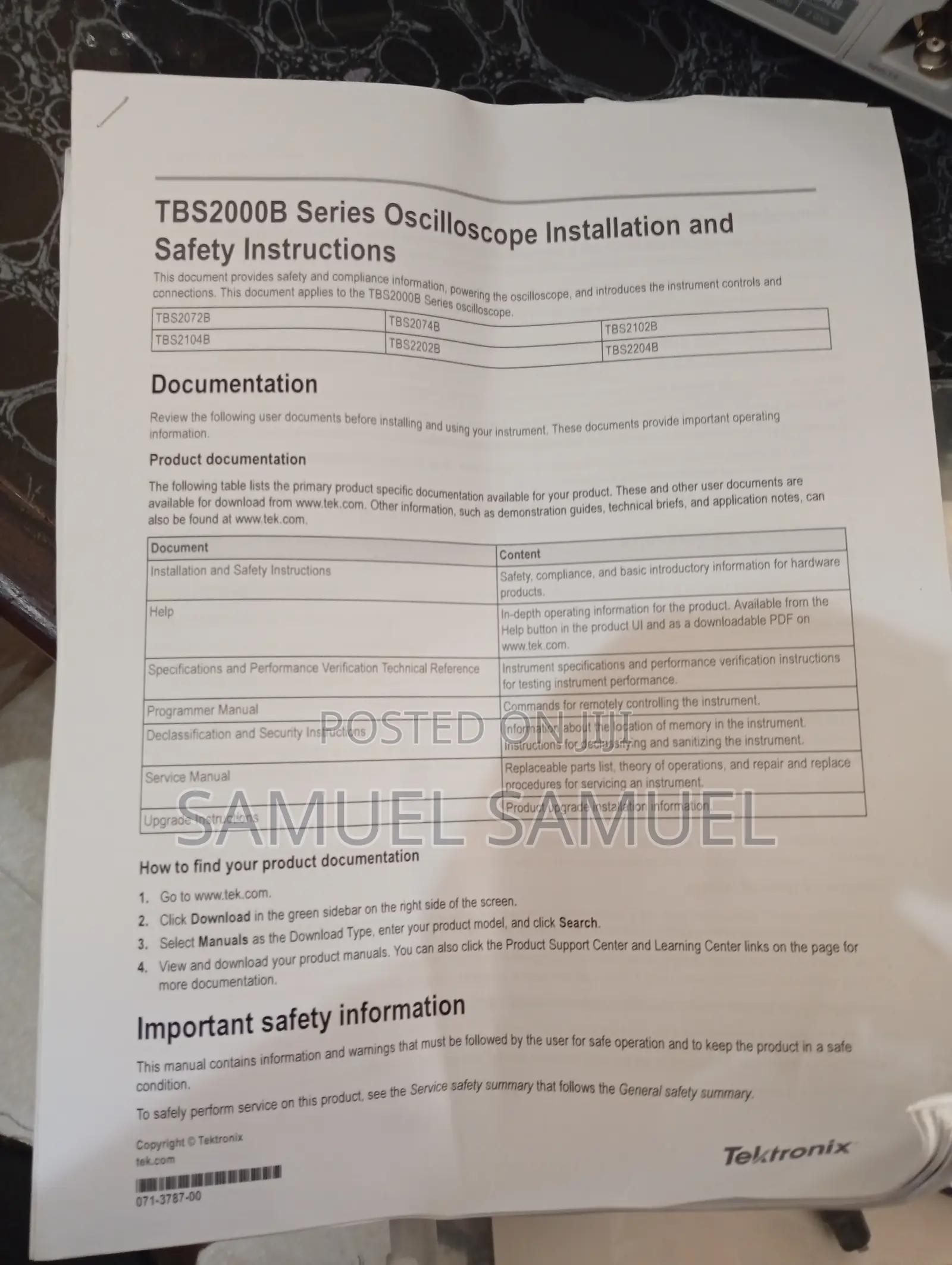 Tektronix Digital Storage Oscilloscope (TBS2000B)