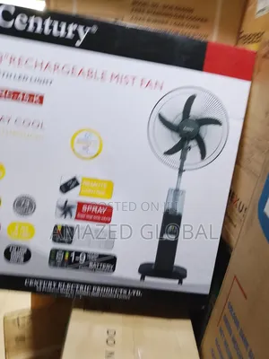 18" FRC-45-K Century Mist Rechargeable Standing Fan -Black