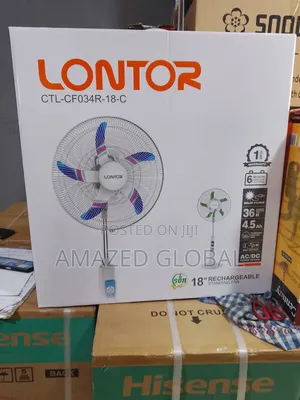 Quality-Installed 18" Lontor Rechargeable Standing Fan