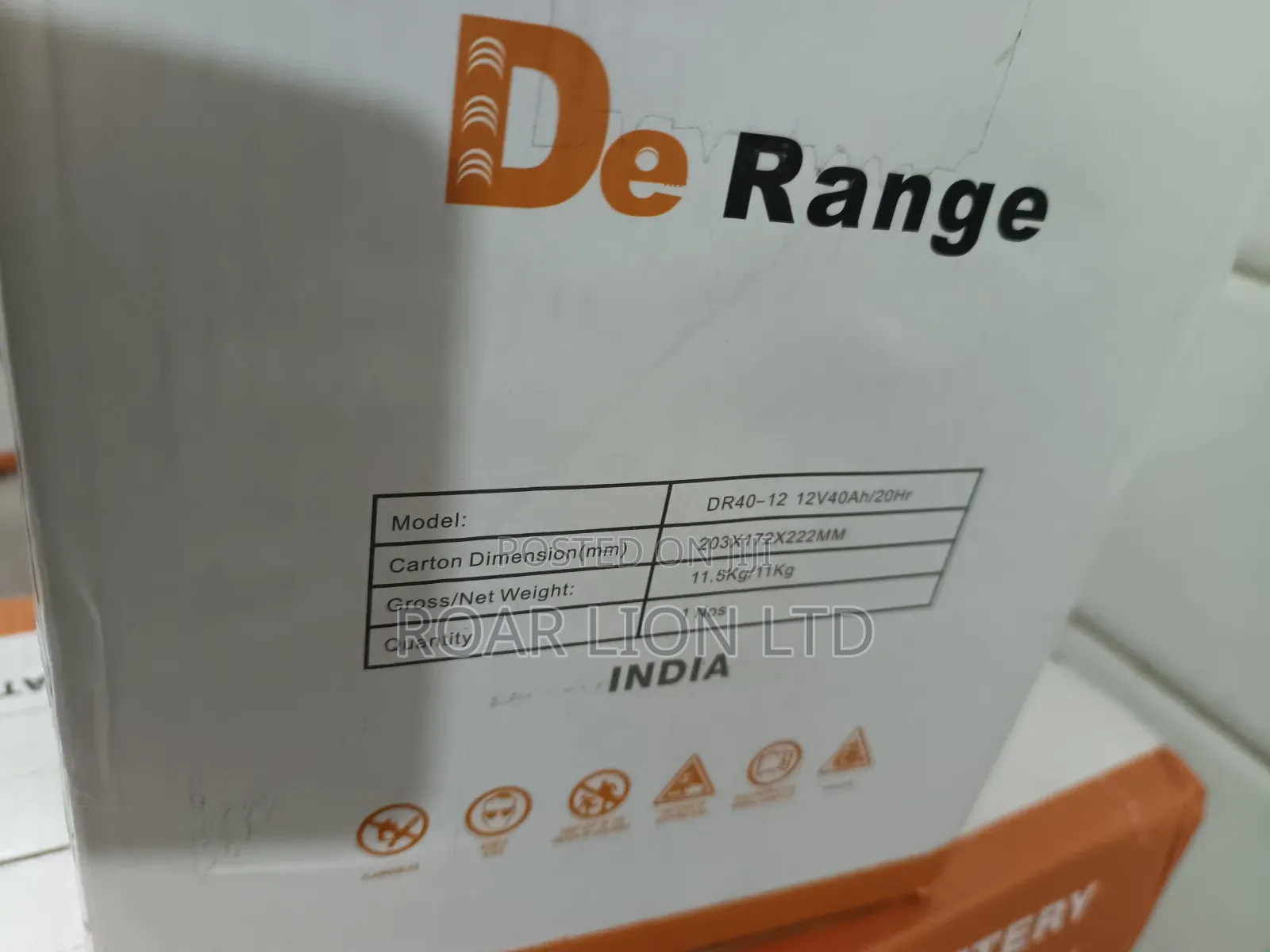 De Range 40ah 12V Dry Cell