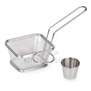 Stainless Steel Fries Basket With Sauce Bowl