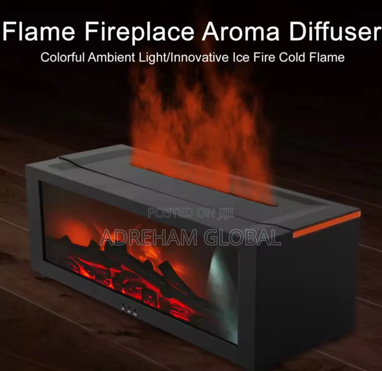 Colorful 3D Flame Fireplace Aroma Diffuser Waterless Auto-