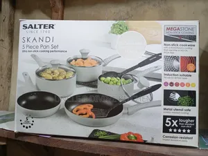 Photo - Salter Skandi 5 Piece Pan Set, 3 Pics of Pot 2 Frying Pan.