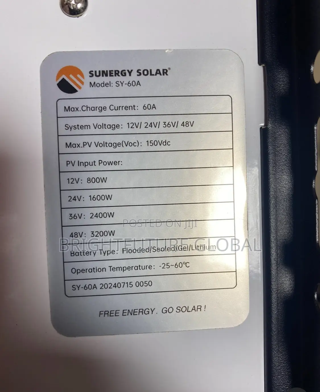60A Sunergy MPPT Solar Charge Controller