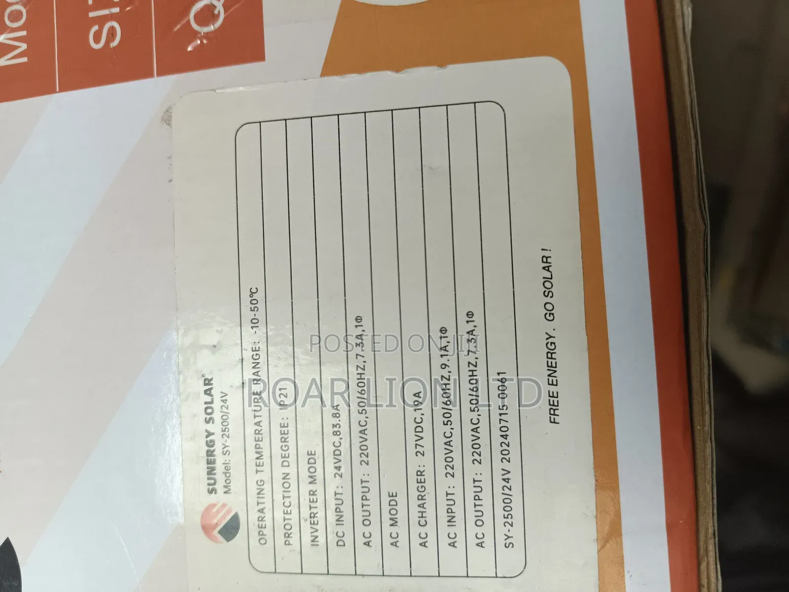 Sunergy 2.5kva 24V