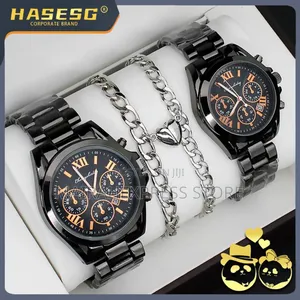 Forevermore Couple Black Titanium Steel Posh Gift Set