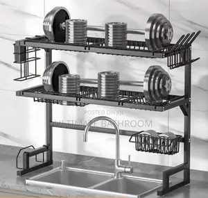 Over the Sink Dish Drying Rack, Adjustable 3 Tier Metal