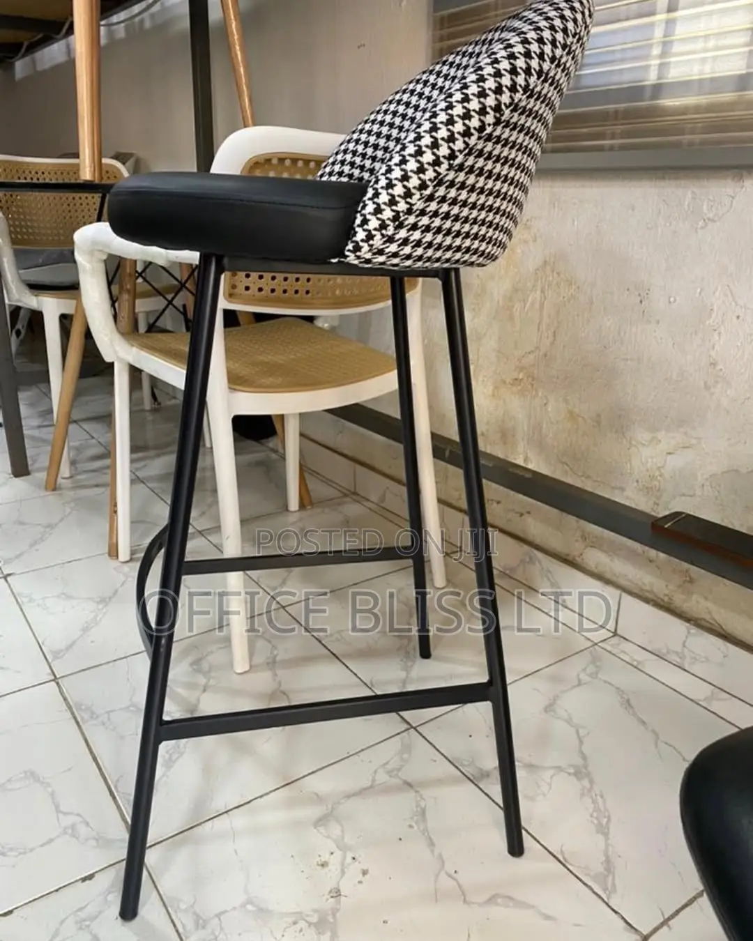 Fabric/ Leather Bar Stool With Iron Base