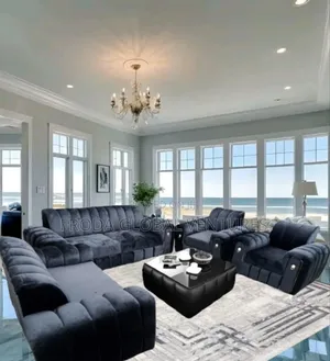 7 Seaters Black Sofa Chairs With Table
