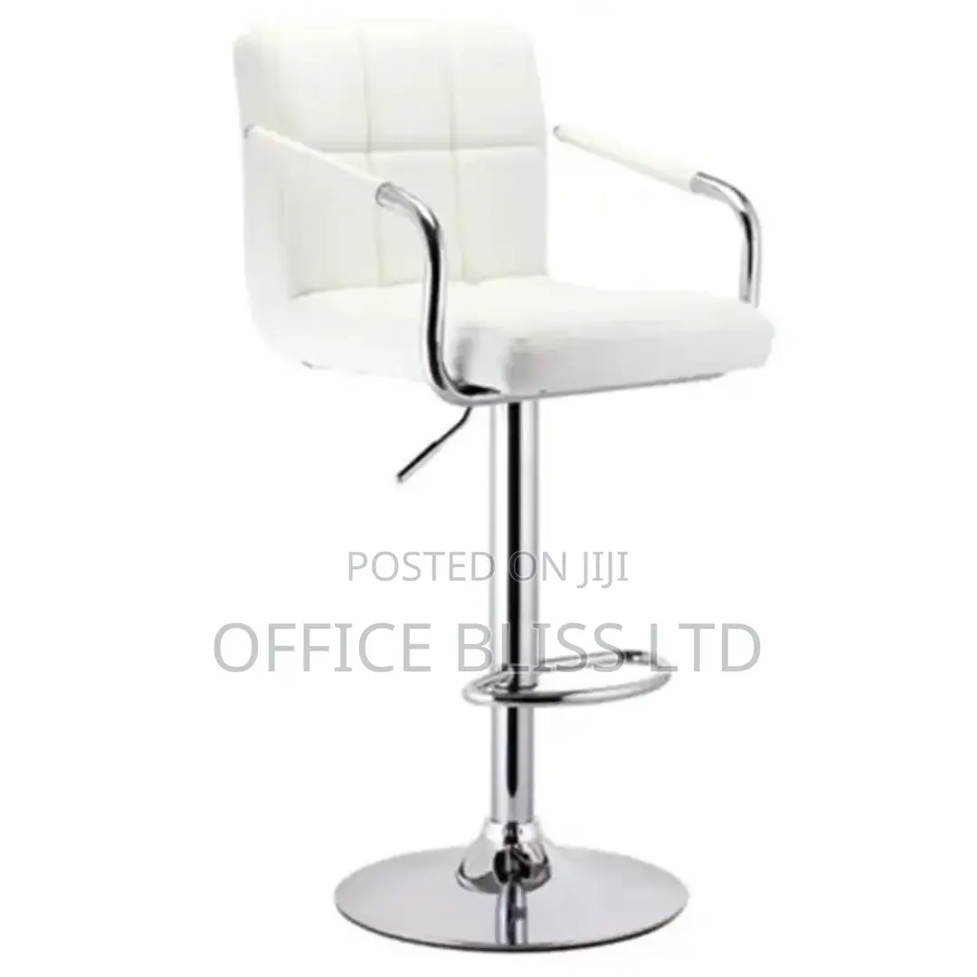 High Quality Swivel Chrome Bar Stools -White