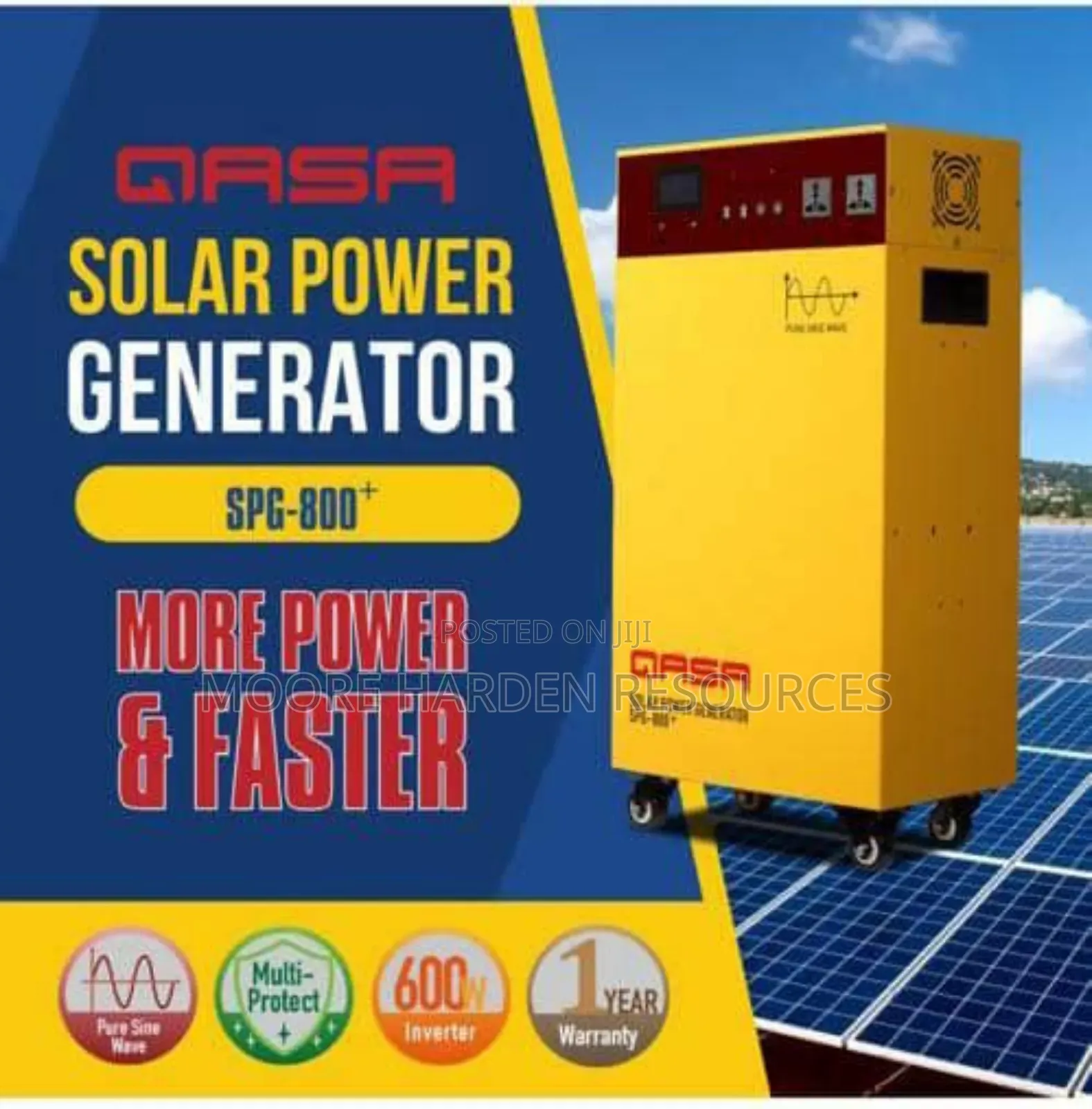 Original QASA SPG800 Solar Power Generator With 100A Battery