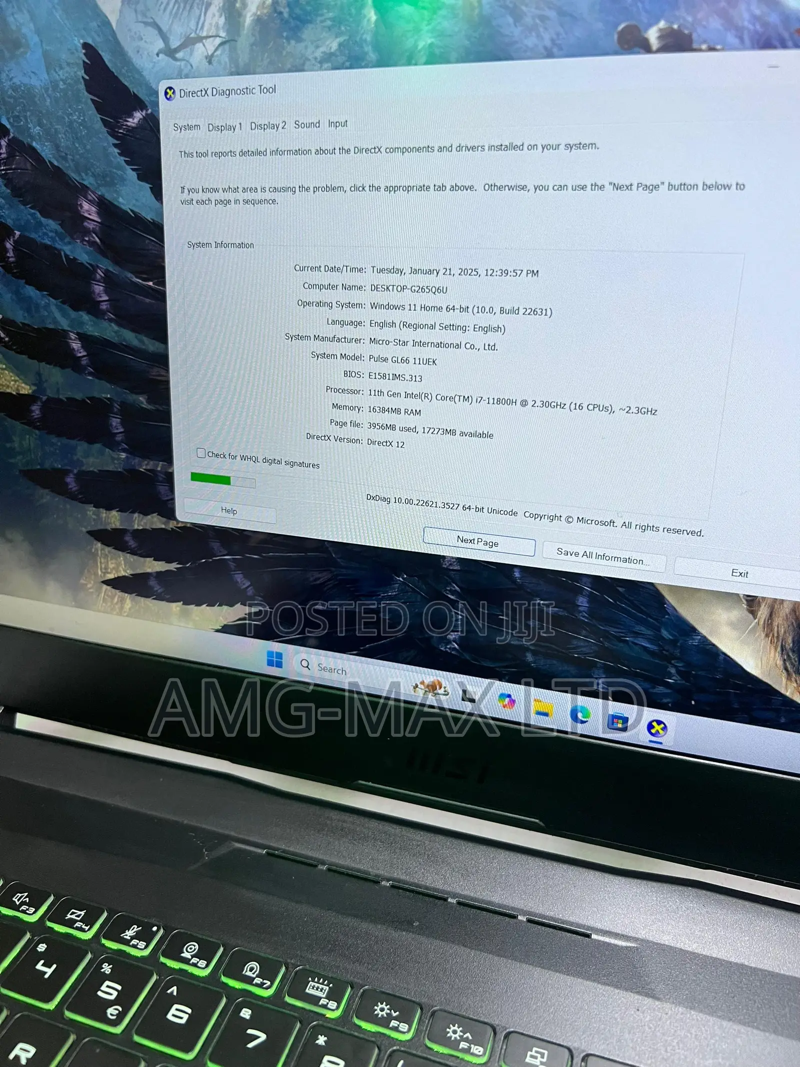 Laptop MSI Pulse GL66 16GB Intel Core I7 SSD 512GB
