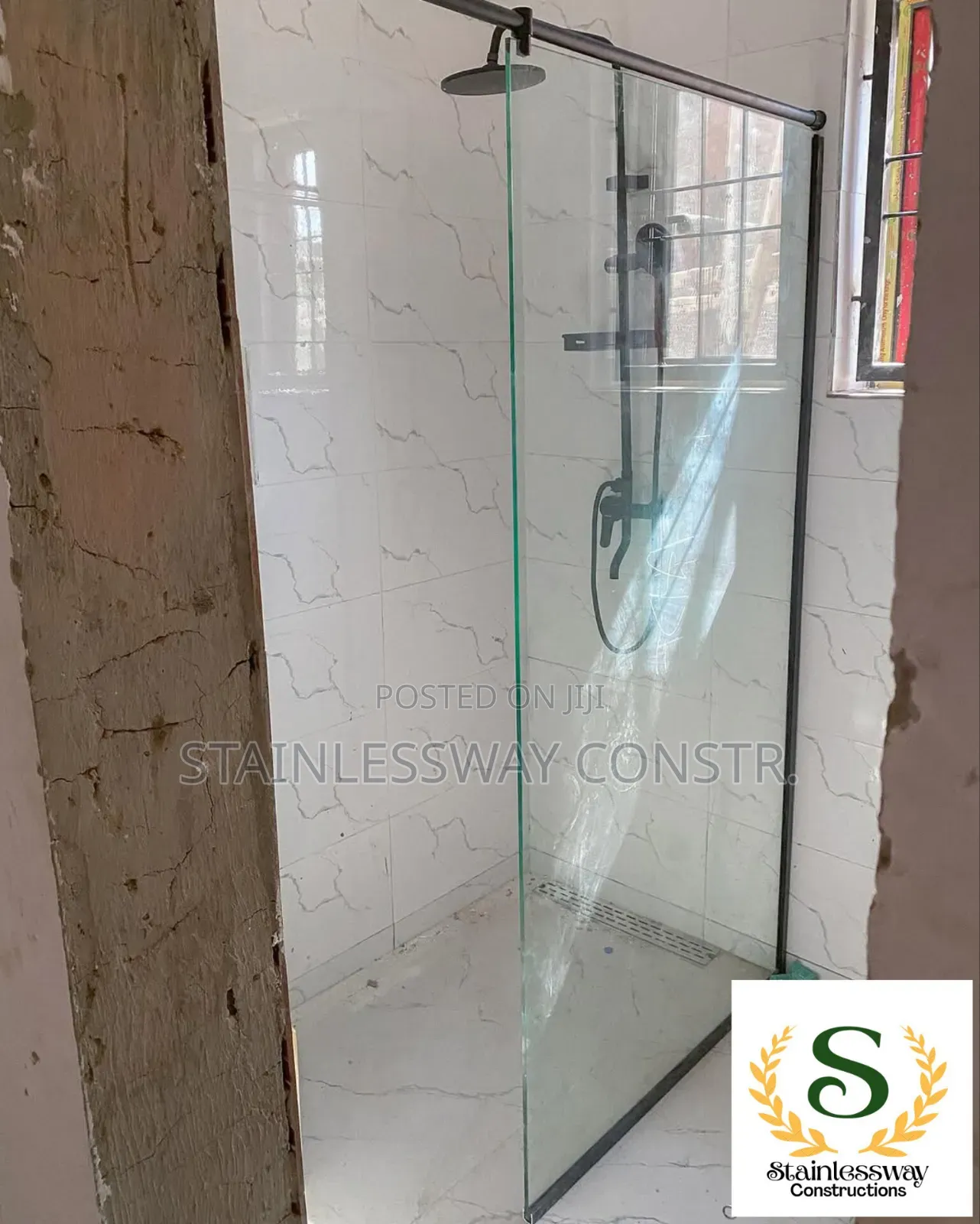 Shower Glass Fix Bath Space Divider