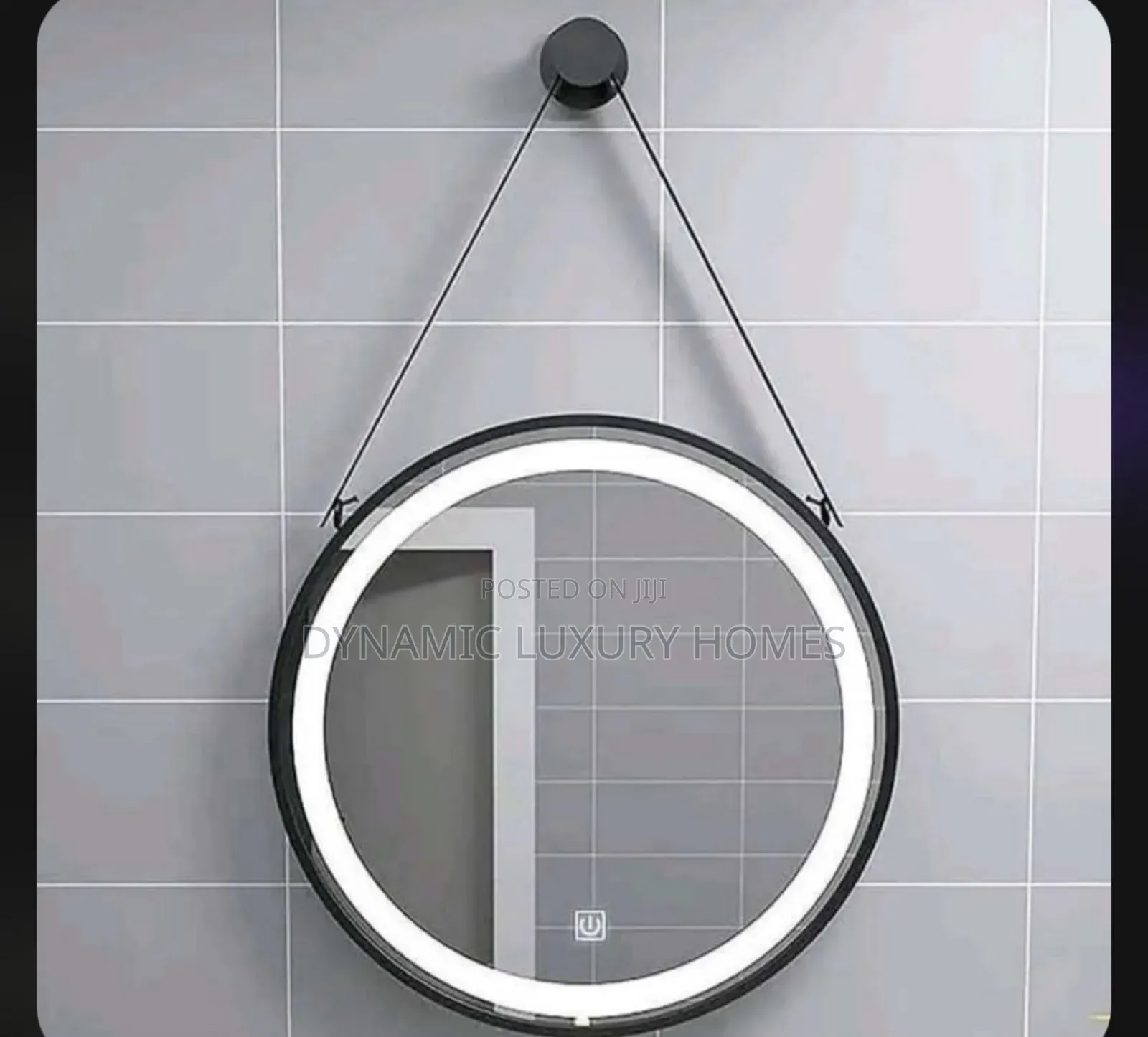 Led Black Frame Sensor Mirror With Belt and Three Lights