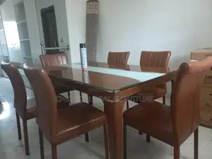 Glass Top Dining Table With Leather Chair