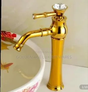 Long Diamond Head Basin Mixer Gold