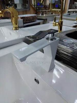 White and Stainless Basin Mixer Tap