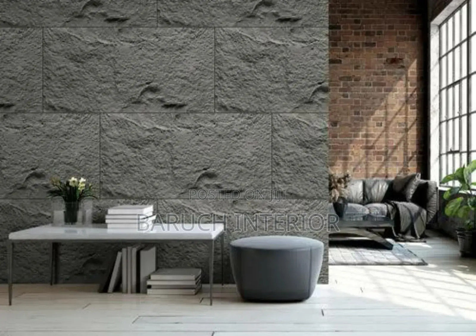 Pu Stone Geometric Pattern Wall