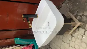 Wash Hand Basin With Black&Gold Mixer Tap