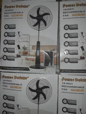 Power Deluxe 18" AC/DC Solar Rechargeable Fan-Panel+2bulbs