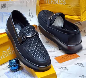 All Black Hermes Double Light Suede Loafers