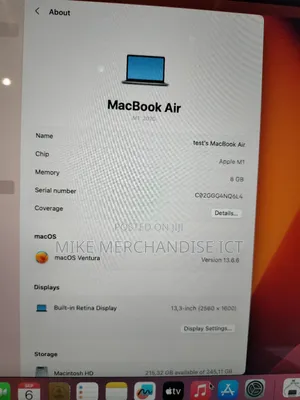 Laptop Apple MacBook 2020 8GB Apple M1 SSD 256GB