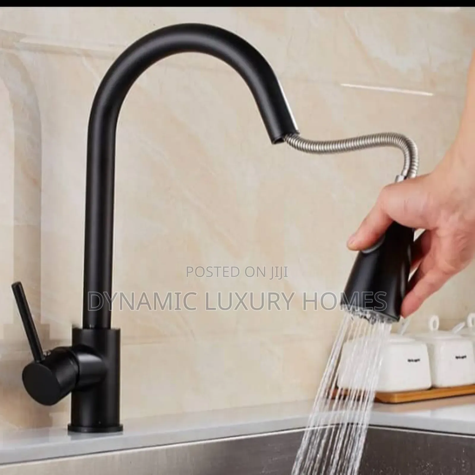 Black Kitchen Sink Pullout Mixer Faucet