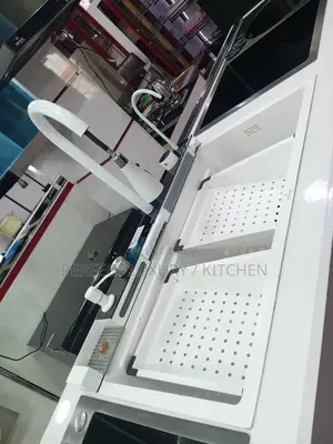 White Special 4 Buttons Sink With Tap Complete Accessories