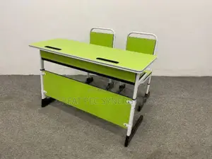 A Set of Student Study Double Desk and 2 Chairs