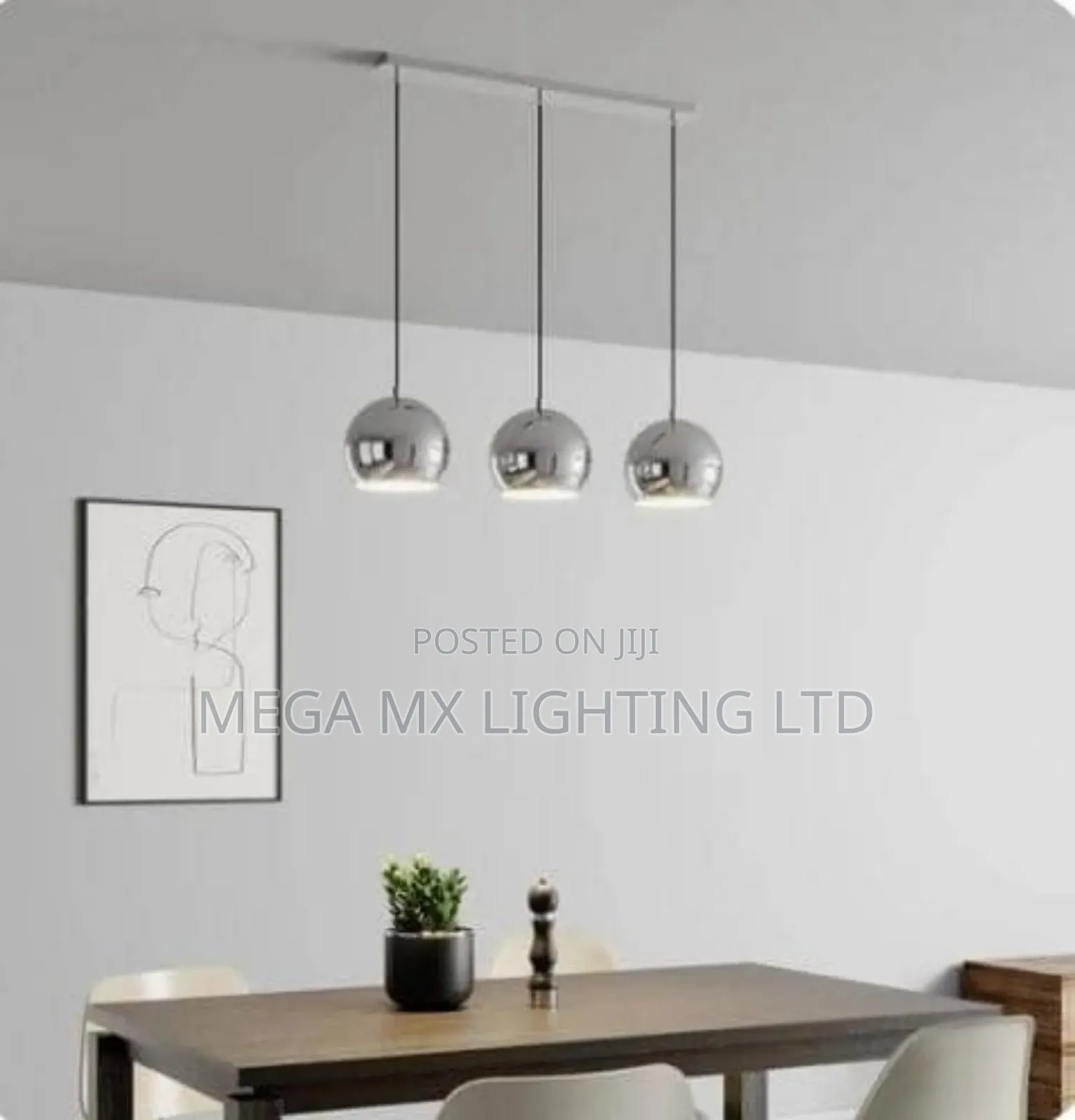 Polished Silver Dining Room Pendant Light
