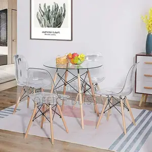 Transparent Dinning Glass Table 4 Chairs