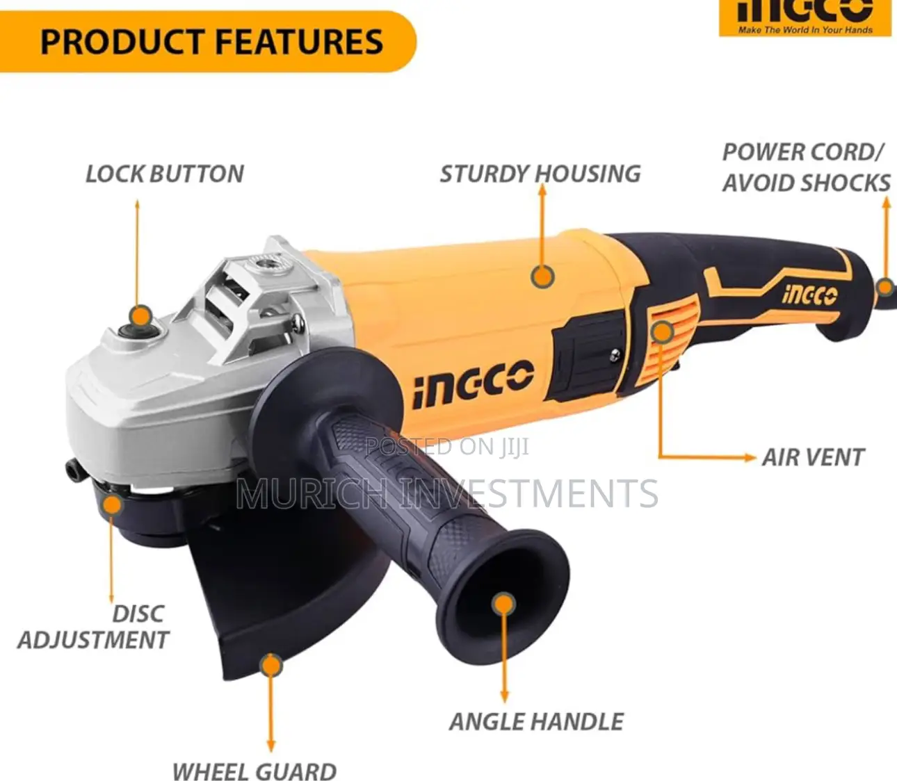 2000W Professional Angle Grinder With 1 Extra Carbon Brushes