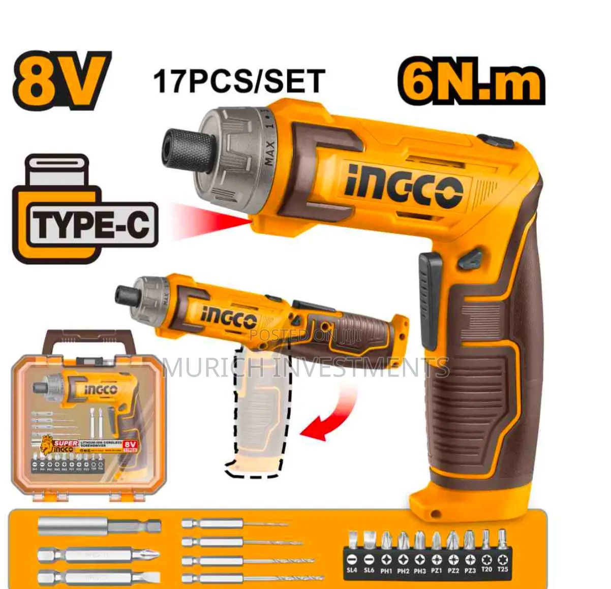 Ingco 8V Rechargeable Power Drill Driver Set