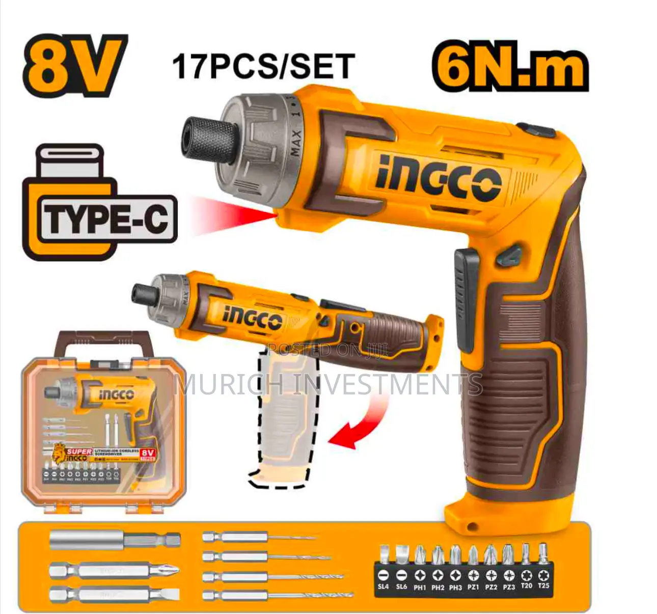 Ingco Rechargeable Cordless Screwdriver 8V