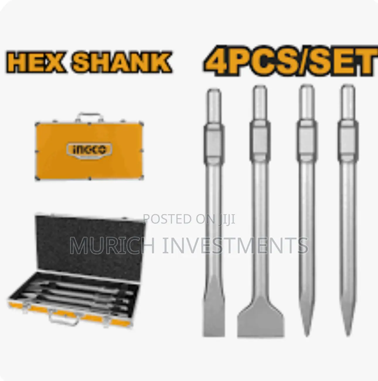 Ingco Hex Shank 4pcs Chisel Set