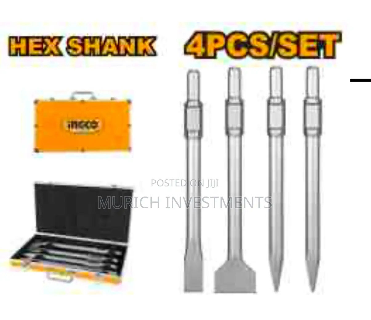 Ingco Hex Shank 4pcs Chisel Set