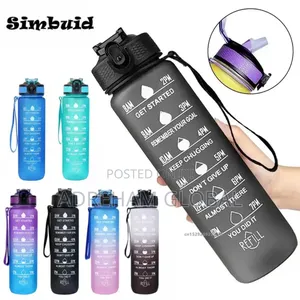 1000ml Gradient Color Motivational Water Bottle