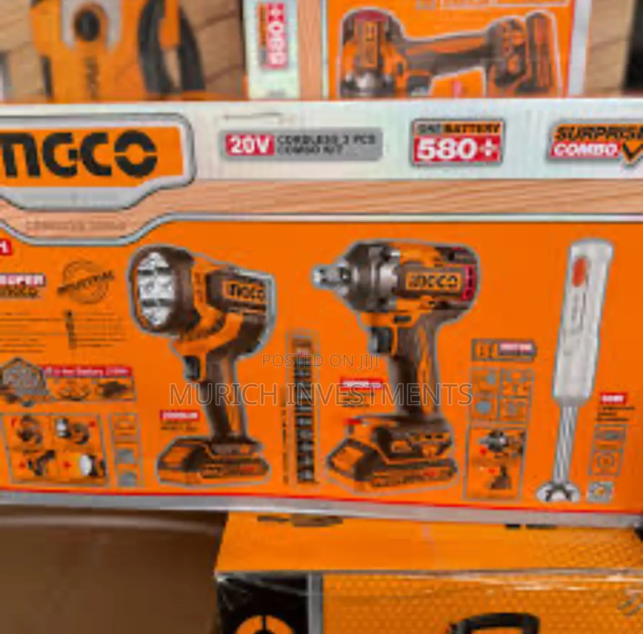Cordless 3 PCS Combo Kit Wrench ,Floodlights and Socket Set