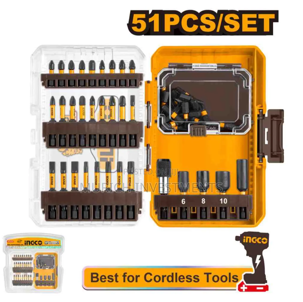 Ingco 51 PCS Impact Screwdriver Bits Set