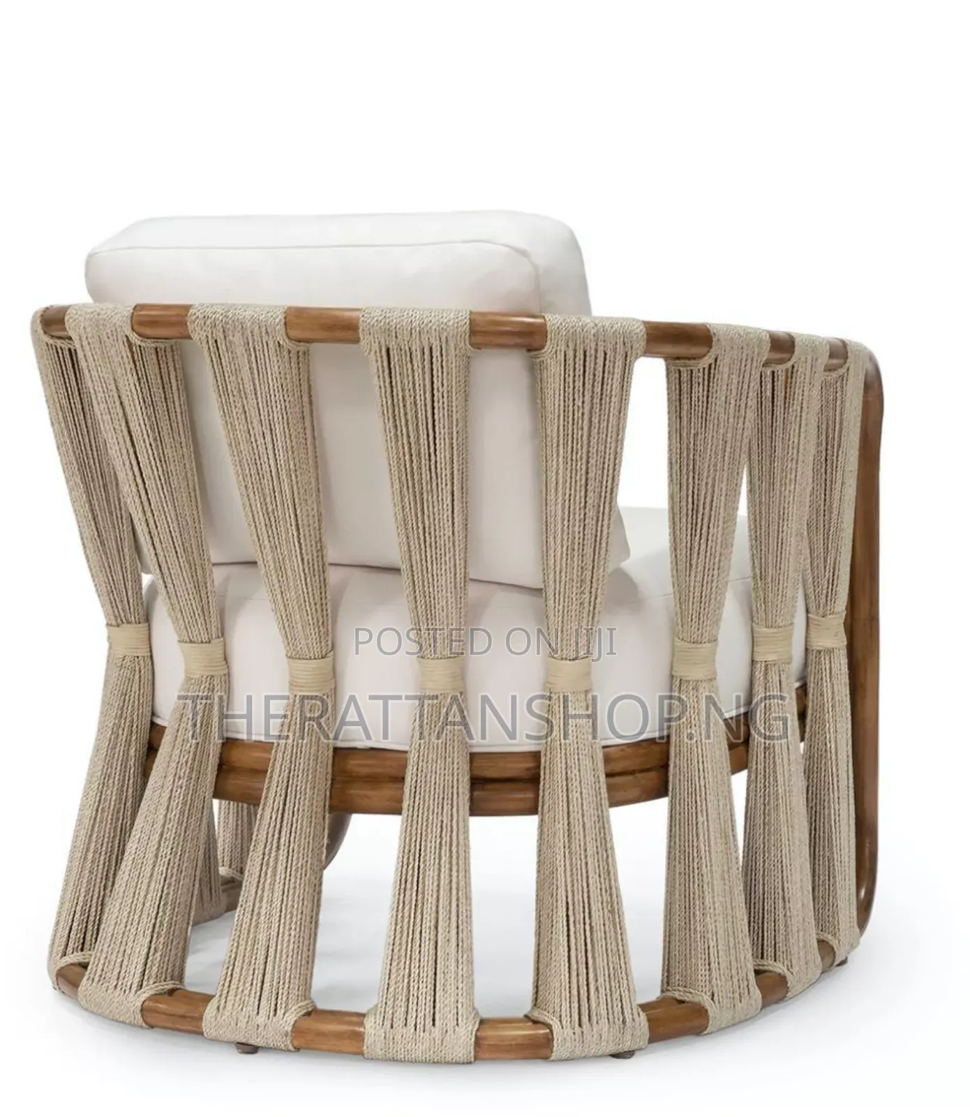 C-Backed Cane Raffia Accent Chairs