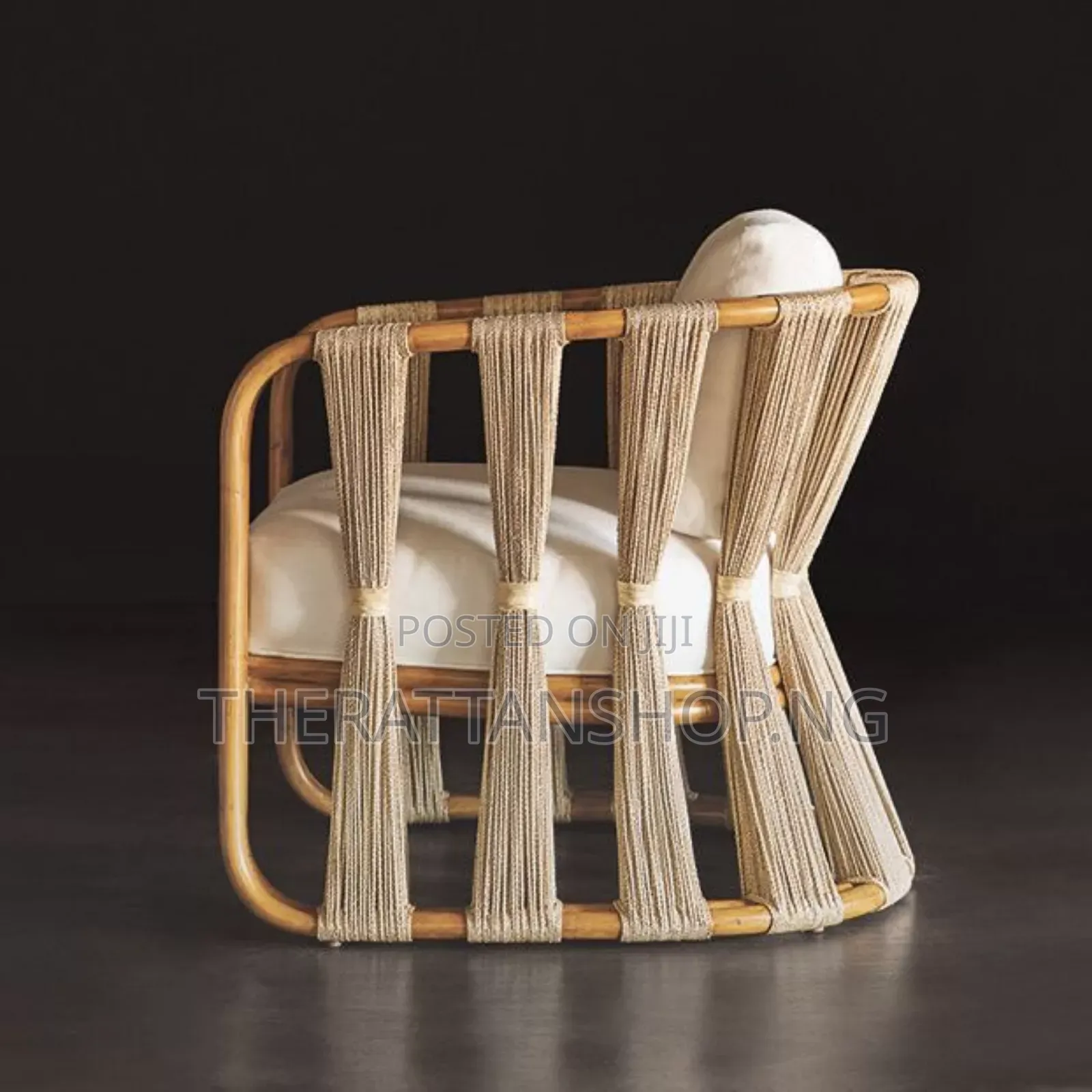 C-Backed Cane Raffia Accent Chairs