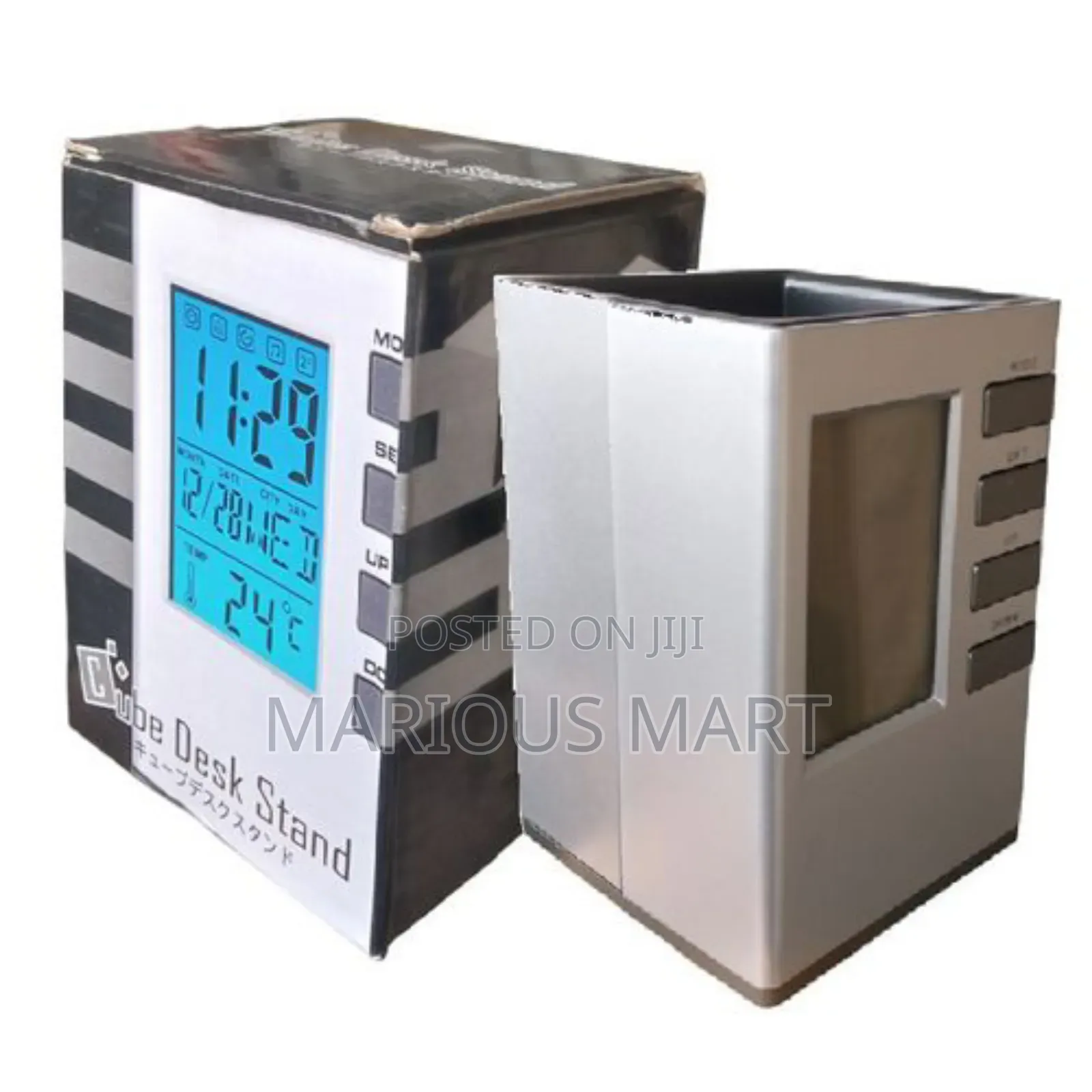 Desk Pen Holder With Digital Clock