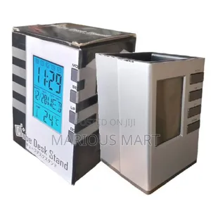 Desk Pen Holder With Digital Clock