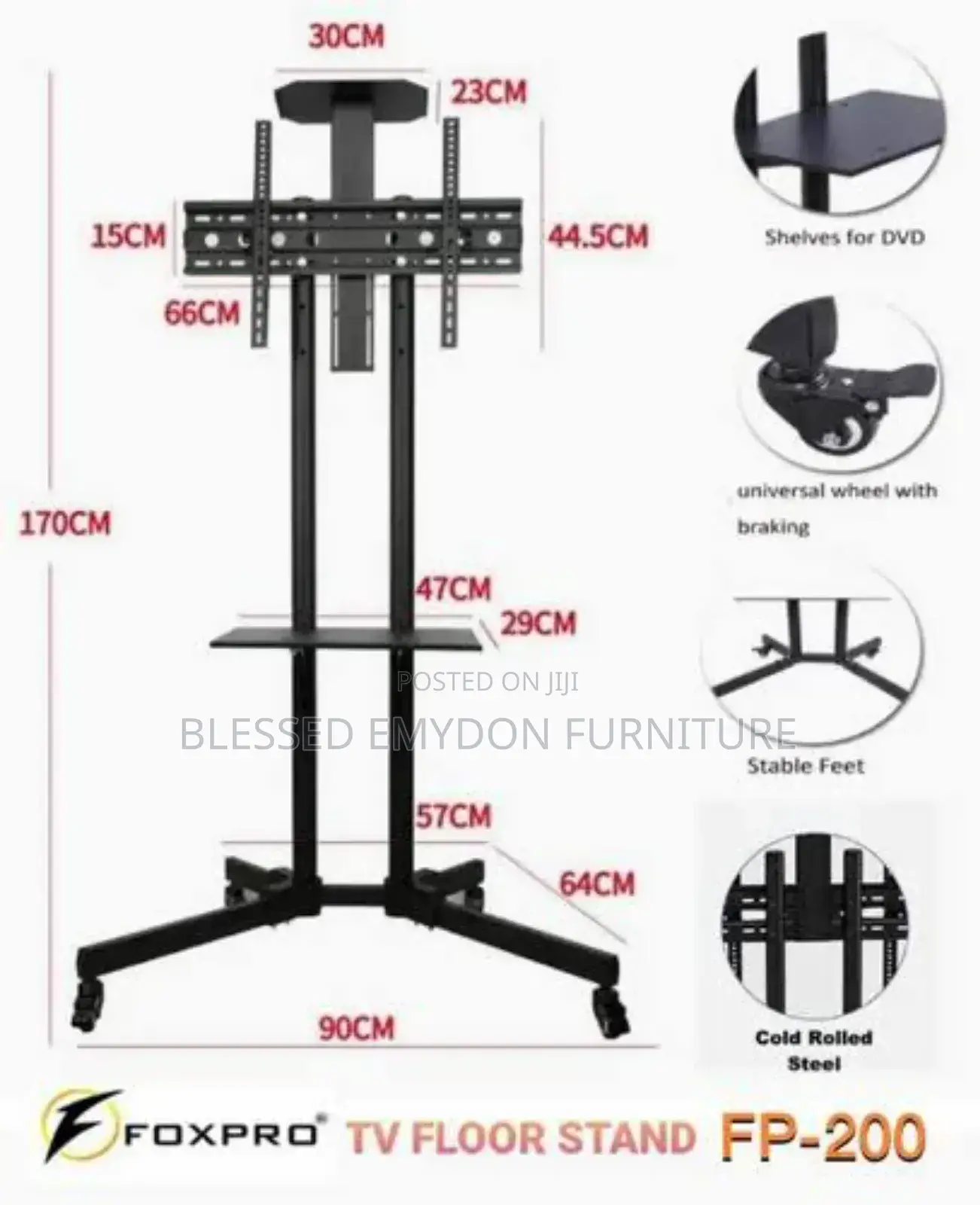 Mobile Tv Stand With Mount 32" - 65" - - BLACK