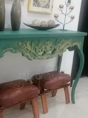 One Set of 2 Leather Camel Stools